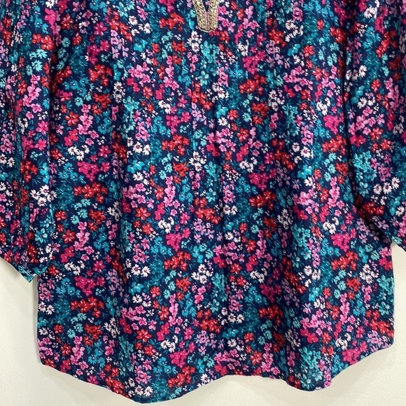 Linen Charter Club Luxury Cottahecore Line Blouse Women's Large Floral - Picture 6 of 12